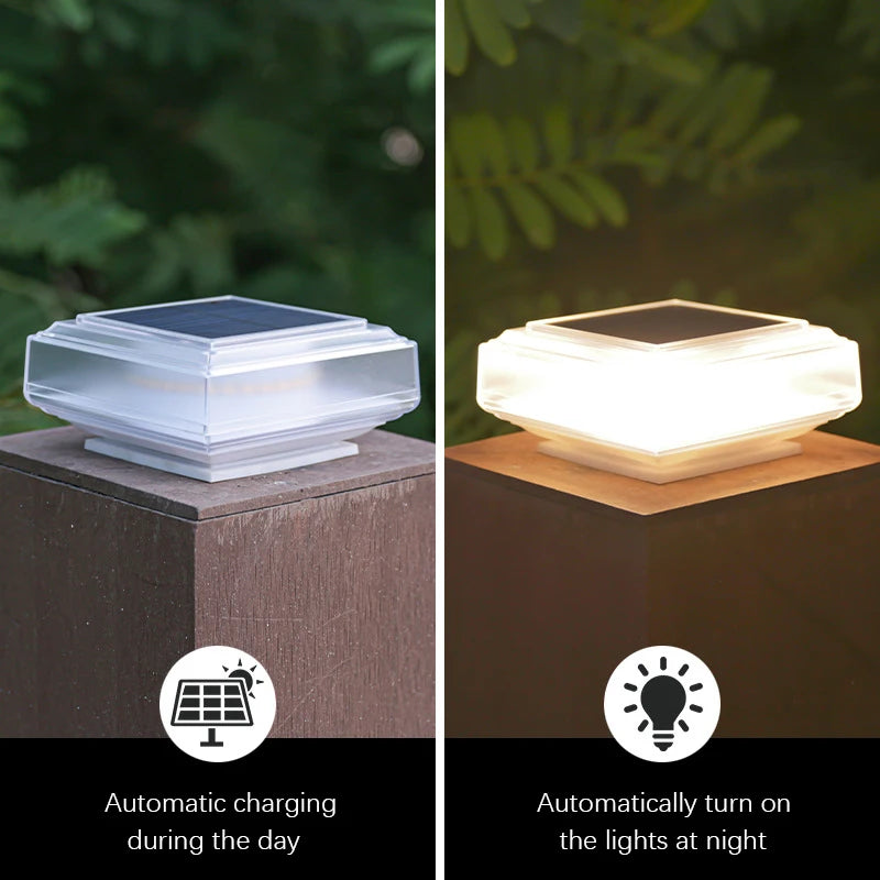 LED Solar Pillar Cap Lamp,Solar Lights Outdoor,Fence Deck Column Light,Waterproof Landscape Lighting,for Garden,Camping Room Dec