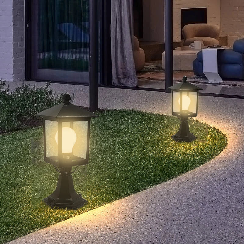 Modern European Style Column Lamp Cast Aluminum Acrylic Waterproof LED Outdoor Lamp Villa Garden Lamp Gate Black Lawn Lamp