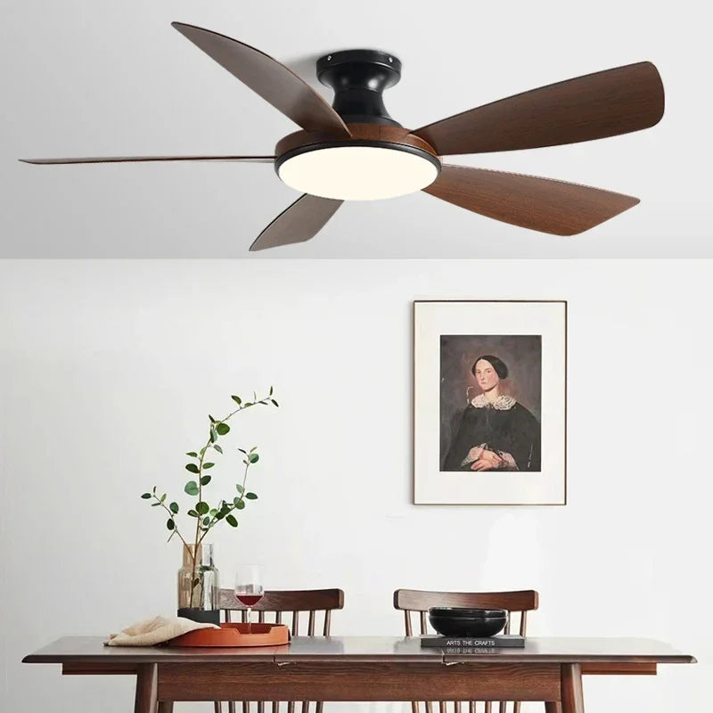 56Inch Low Floor Ceiling Fan with Light 5 blade DC motor Remote control electric fan for Living room, bedroom Restaurant fan