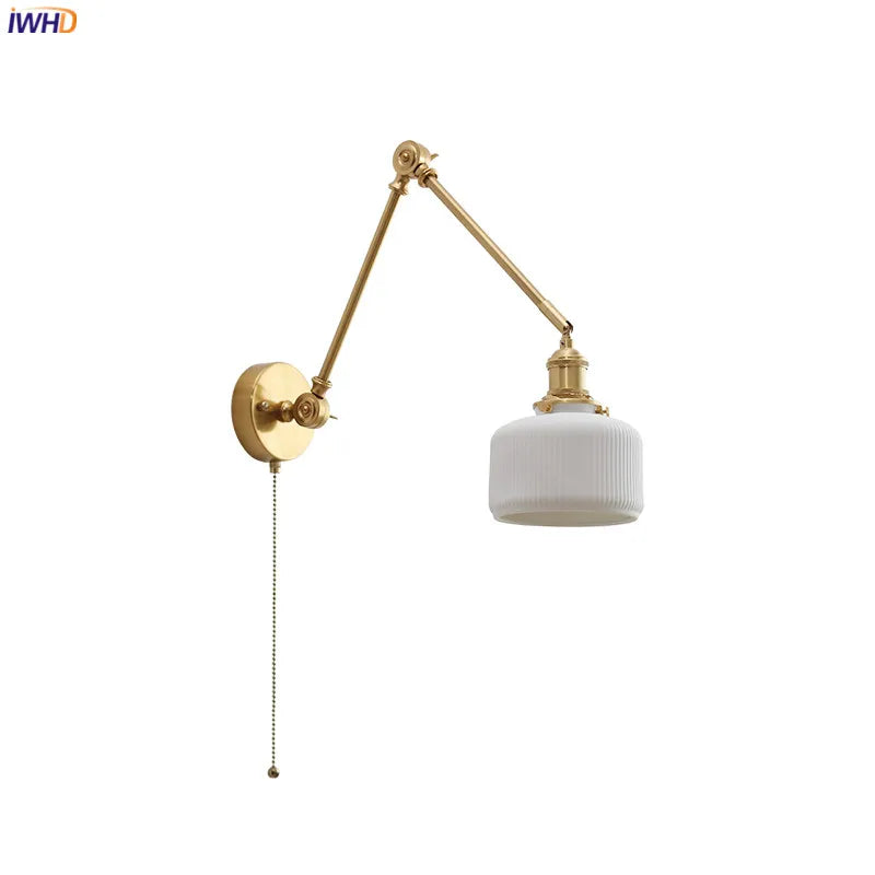 Nordic Modern Ceramic LED Wall Lamps Sconce Pull Chain Switch Bedroom Bathroom Mirror Stair Light Up And Down Luminaira