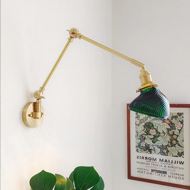 Ceramic Copper LED Wall Lamp Beside Left And Right Rotate Up And Down Swing Long Arm Wall Light Wandlamp Lighting