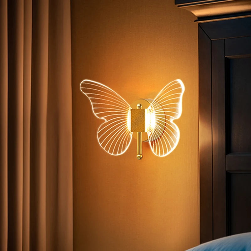 Butterfly LED Wall Lamp Indoor Lighting  Home Bedroom Bedside Table Living Room Decoration Nordic Interior Wall Light Sconces