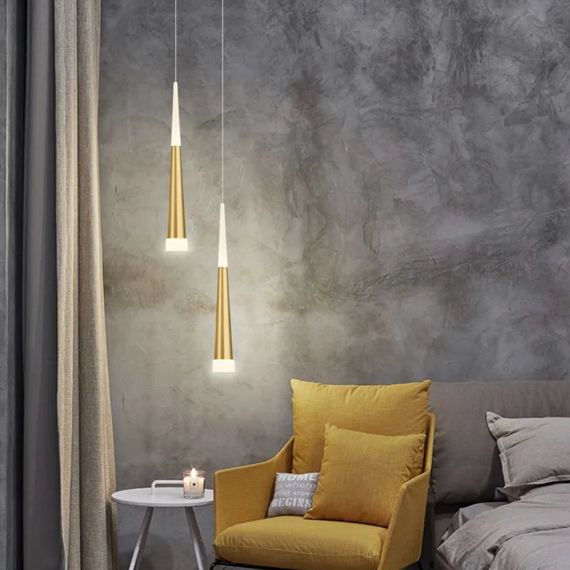 Modern Cone Crystal Pendant Lights Gold Black Hanging Lamp For Living Room Bedroom Dining Room Indoor Lighting Home Decor