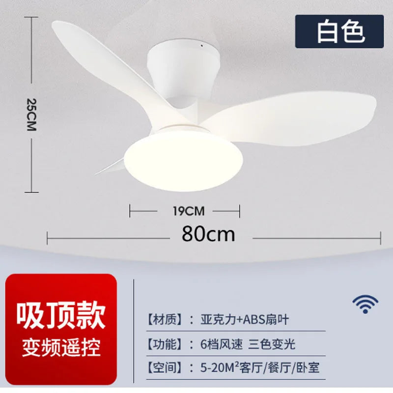 Ceiling Fan Lamp DC Motor Home Living Room Dining Room Low Floor Ceiling Fans Bedroom  Remote Control Led Reversible Fans lights