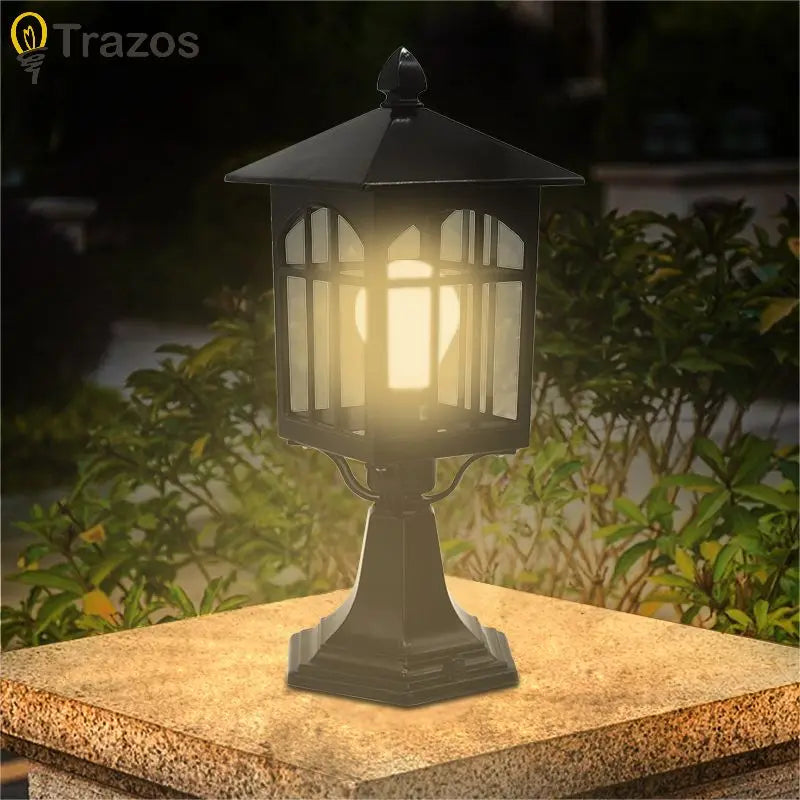 Modern European Style Column Lamp Cast Aluminum Acrylic Waterproof LED Outdoor Lamp Villa Garden Lamp Gate Black Lawn Lamp