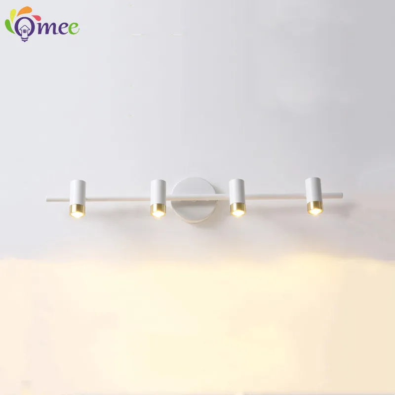 OMEE Modern LED Front Mirror Light Black or White Bathroom Makeup Wall Lamps Vanity Toilet Wall Mounted sconces Lighting Home