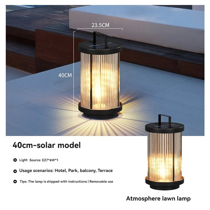 Outdoor Waterproof Solar Garden Lamp Glass Lantern Garden Floor Lamp Street Lamp Villa Courtyard Lawn Light