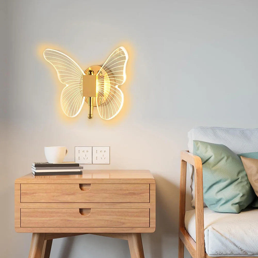 LED Butterfly Wall Lamp Indoor Lighting Home Bedroom Modern Butterfly Wall Lamp Creative Living Room Decoration Ceiling Light