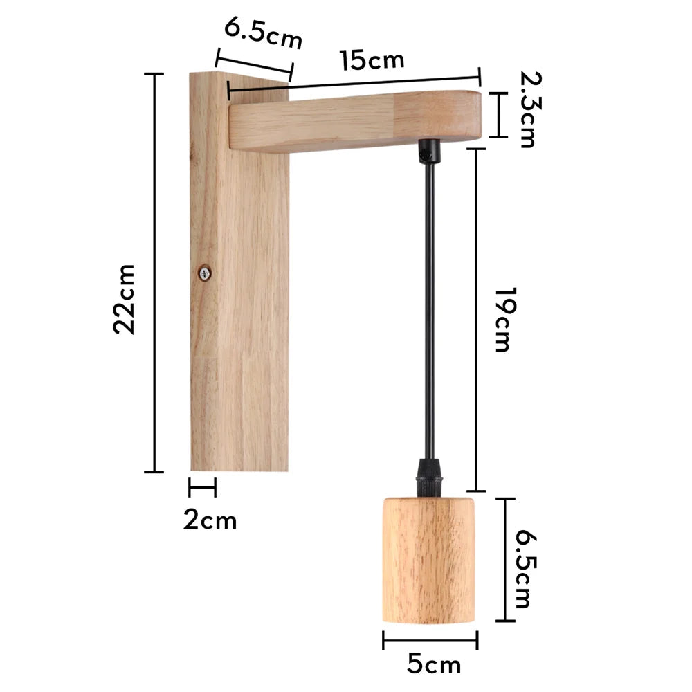 Indoor Wall Lamp Japanese Style Wooden Hanging Wall Light Fixture E27 Rural Wall Sconce for Corridor Kitchen Bedroom Bathroom