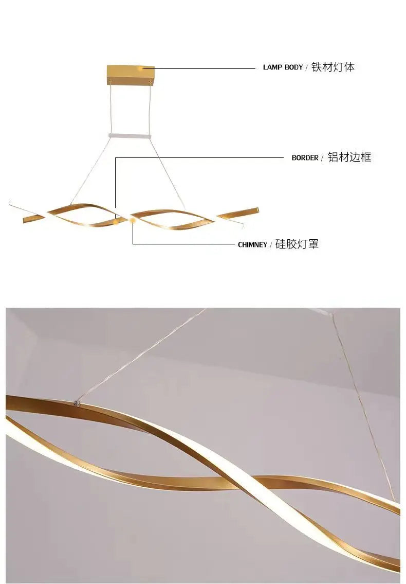 Minimalist LED Chandelier for Dining Room Modern Geometric Kitchen Pendant Light Simple Home Decor Hanging Light Fixture