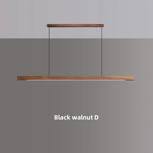 Nordic Wood Pendant Lights LED Modern Hanging Lamps for Dining Living Room Kitchen Office Shop Long Strip Celling Lamp