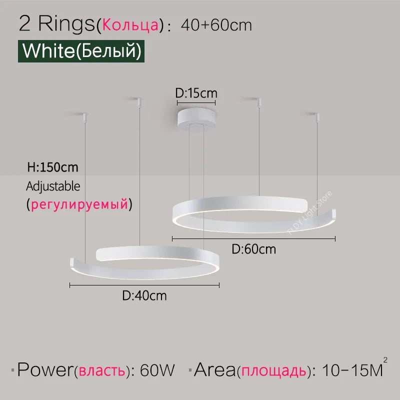 Ceiling lights living room dining room bedroom kitchen light Nordic modern chandelier simple ring light led pendants round lamps