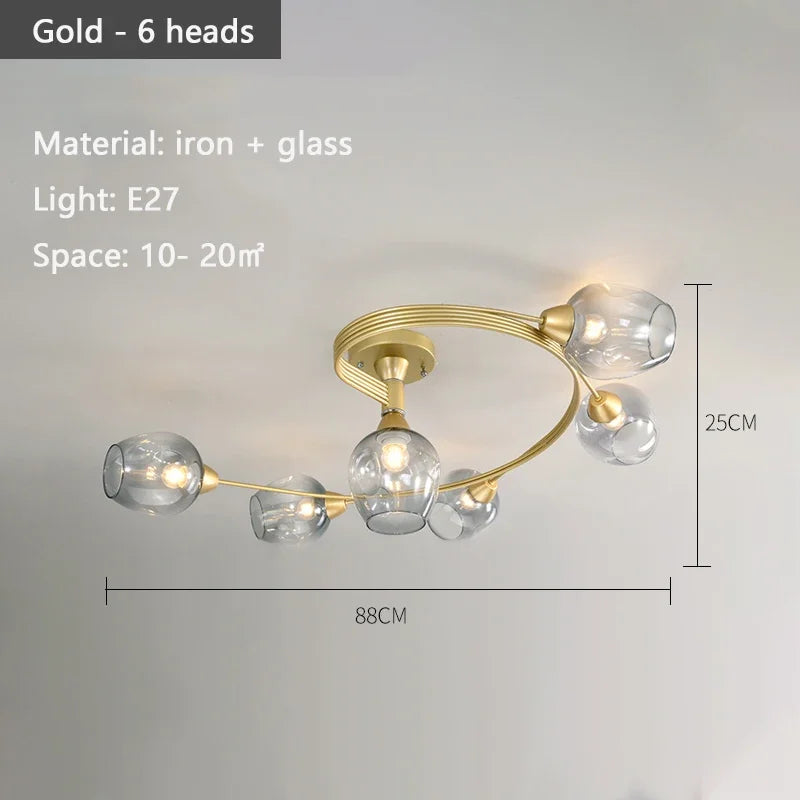 Nordic Minimalist LED Ceiling Light Modern Molecular Glass Lamp Living Room Dining Kitchen Bedroom Lighting Fixtures