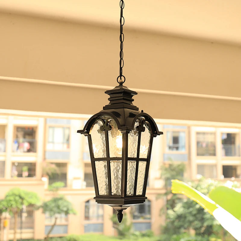 Outdoor Waterproof LED Chandelier Outdoor Indoor European Retro Corridor Aisle Balcony Garden Hall Room Creative Garden Chandeli