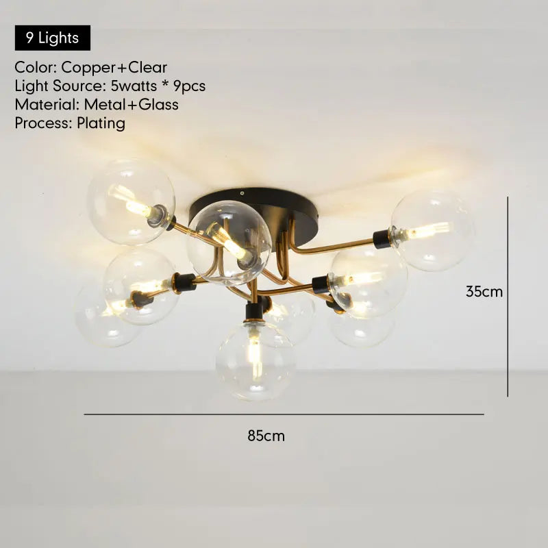 LED Glass Ceiling Light for Entrance Aisle Dining Room Bedroom Kitchen Home Decoration Lighting Fixture Clear Cognac Gray