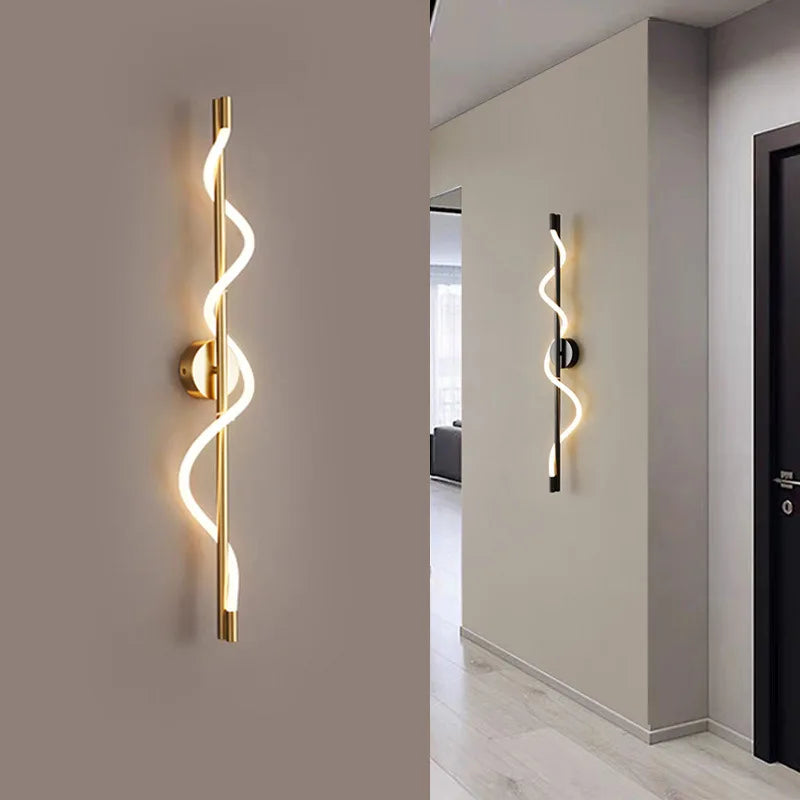 Wall Lamp LED Modern Black/Gold Music Note Spiral Wall Sconce For Bedroom Living Room Study Hallway Stairway Home Decor Lighting