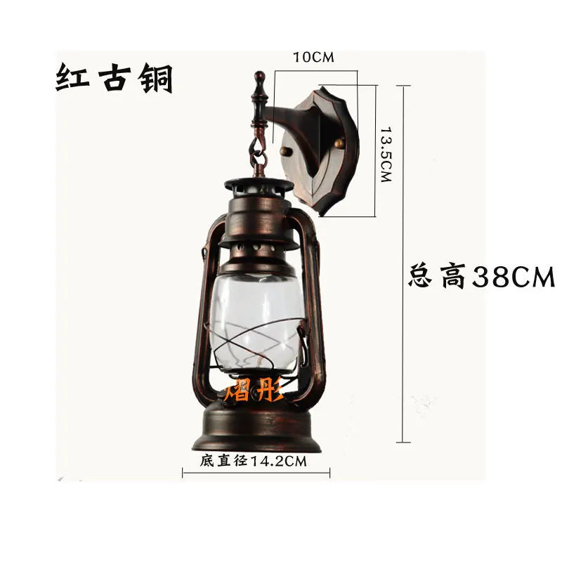 Chinese Restaurant Corridor Wall Lamp Old Style Kerosene Retro Horse Lamp Iron Art European Style Antique Decorative Lamp