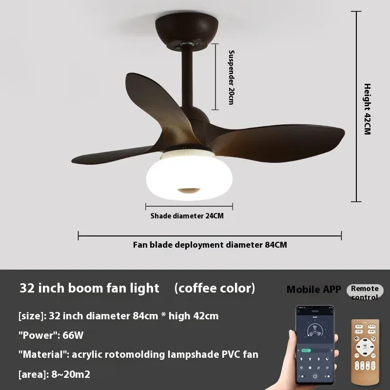 90-240V 32 inch Nordic Ceiling Fan Lamp Bedroom Simple Ceiling Fan Lamp Study Ultra-thin Electric Fan Lamp Frequency Conversion