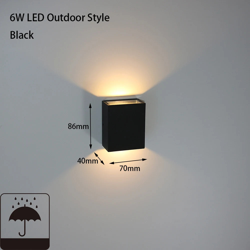 6W LED Outdoor Waterproof Wall Lamp Bedroom Living Room Indoor Wall Light Home Lighting Garden Aisle Corridor Decorate Sconce