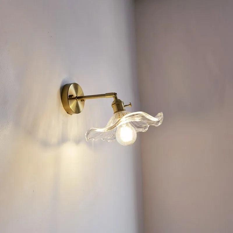 Green Glass Copper LED Wall Lamp Sconce Pull Chain Bedside Bedroom Bathroom Mirror Stair Light Nordic Modern Wandlamp