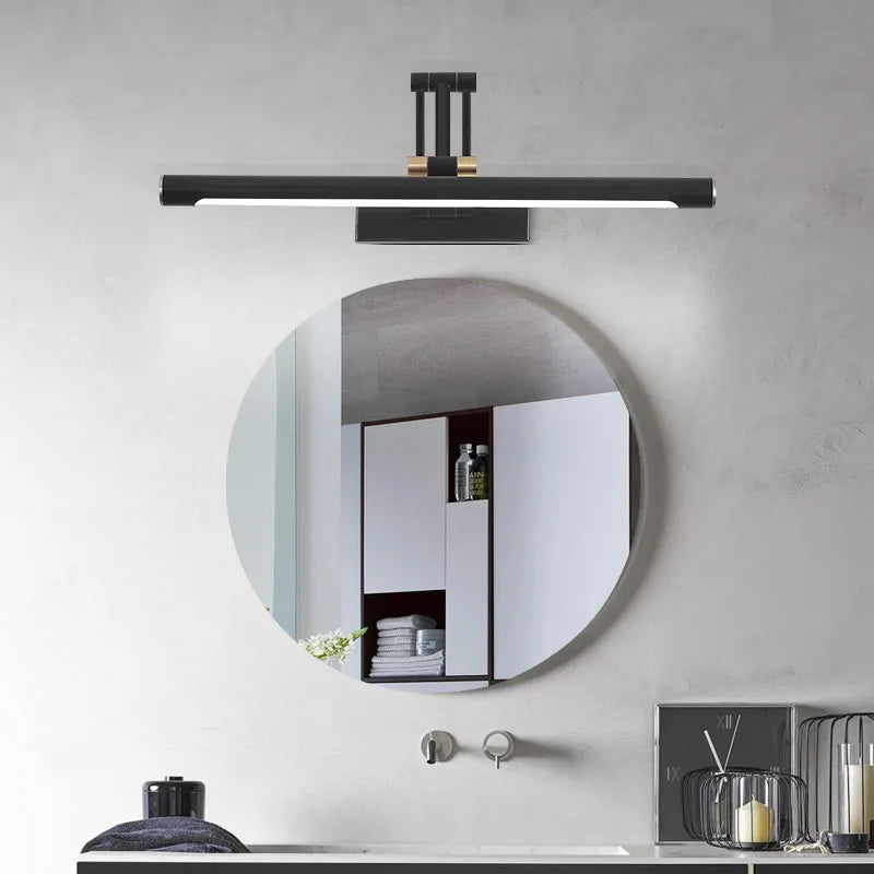 Folding Mirror Headlight LED Bathroom No Punching Mirror Cabinet Fill Lamp Hotel Telescopic Anti-Fog Makeup Mirror Headlight