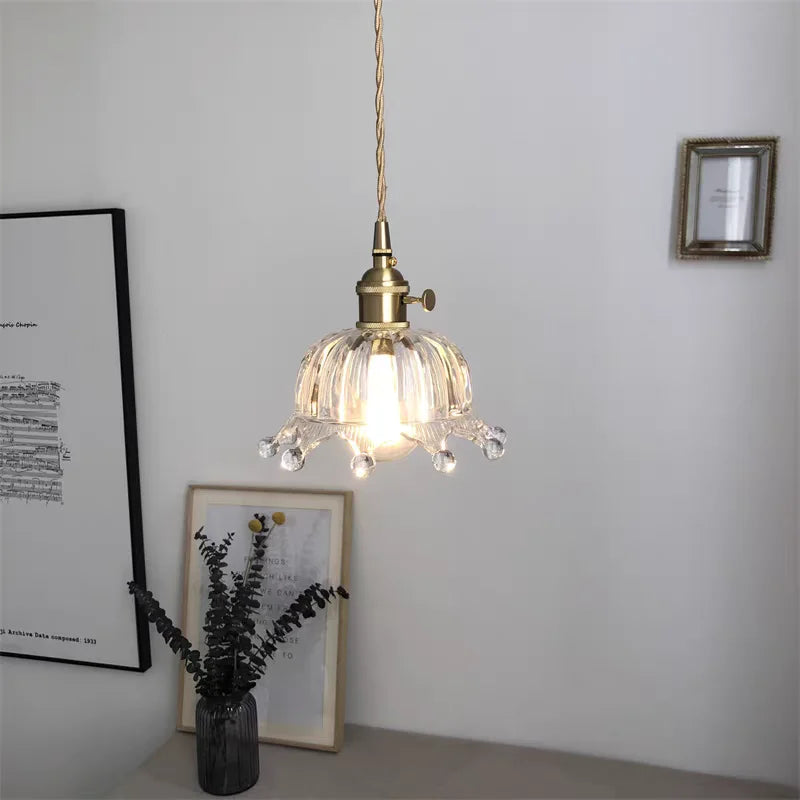 Adjustable LED Chandelier Pendant Lights Study Balcony Bar Living Room Clear Glass Modern Home Decor Bedside Hanging Lamp