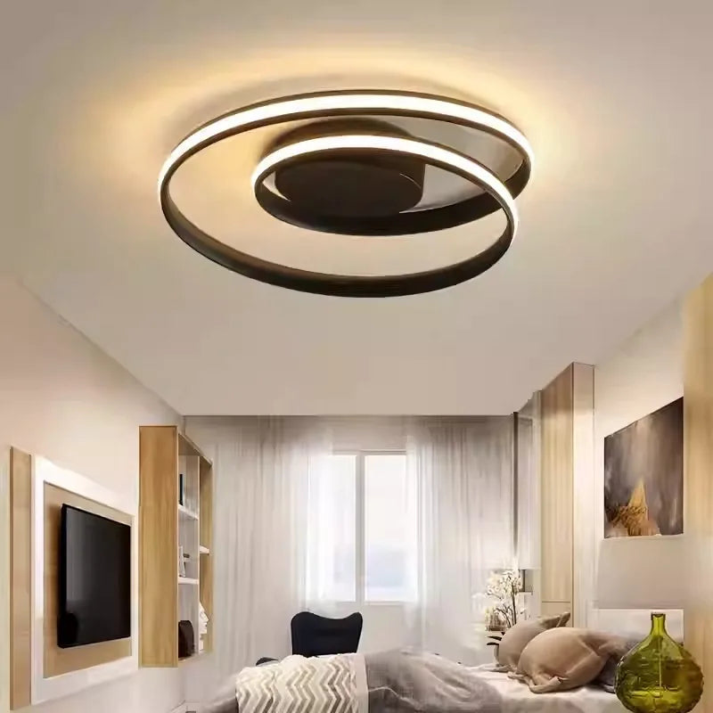 Ring LED Bedroom Ceiling Light Living Room Lighting Fixture Hotle Ceiling Mounted Lamp Black White Study Lights Home Decoration