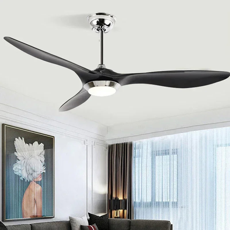 Modern Minimalist Fan Light with 3 Leaves LED Lighting Integrated Into Living Room, Bedroom, Dining Room, Silent Remote Control