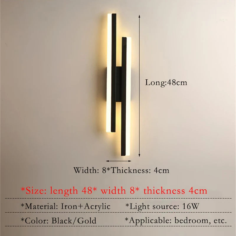 Led Bedroom Wall Lamp Wall Sconces 48cm 16w Wall Light Acrylic Lampshade Indoor Lighting For Living Room Corridor Light Fixture