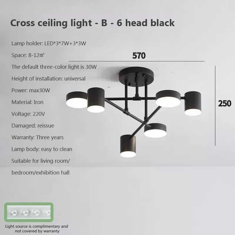 6 Heads Modern LED Chandelier Retro Creative Ceiling Pendant Lighting Living Room Bedroom Hall Home Decor Lndoor Lights Fixtures