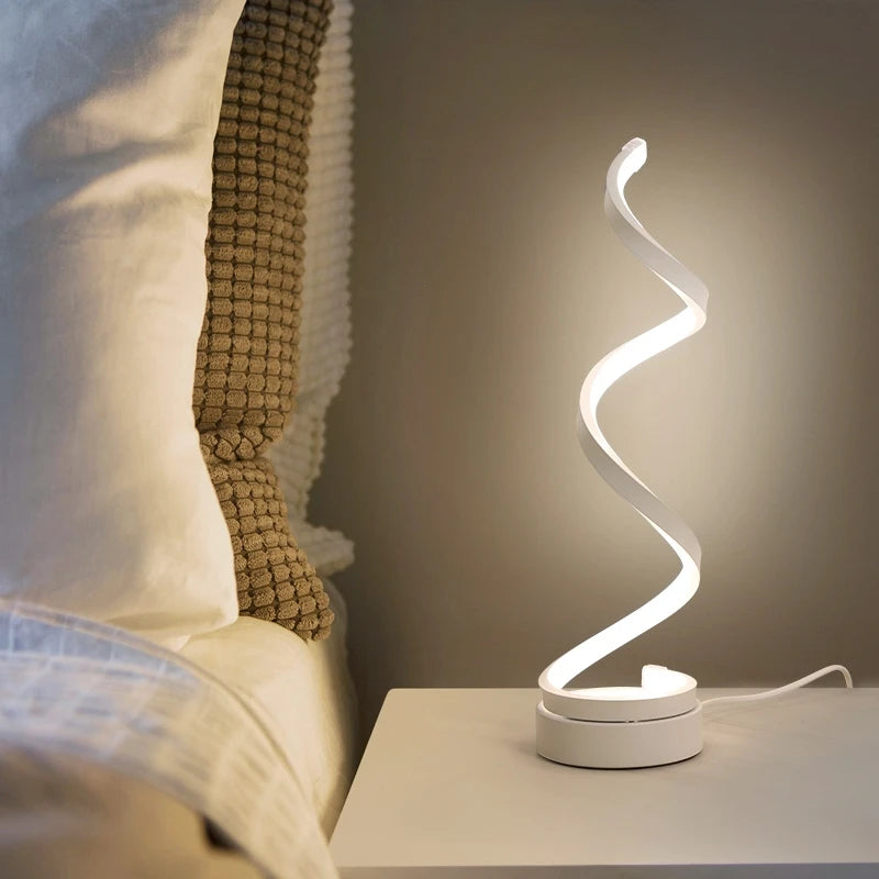 Spiral LED Table Lamp Bedroom Bedside Lamp Small Night Light for Home Study Decor Desk lamp EU/US/AU/UK plug