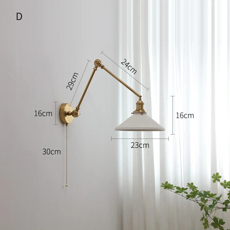 Nordic Modern Ceramic LED Wall Lamps Sconce Pull Chain Switch Bedroom Bathroom Mirror Stair Light Up And Down Luminaira