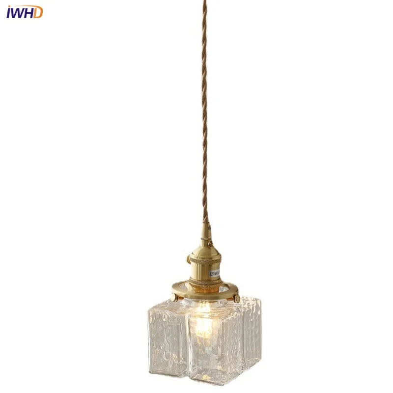 Wire Adjustable LED Pendant Lights Hallway Bedroom Bedside Cube Nordic Modern Simple Clear Glass Hanging Lamps Hanglampen