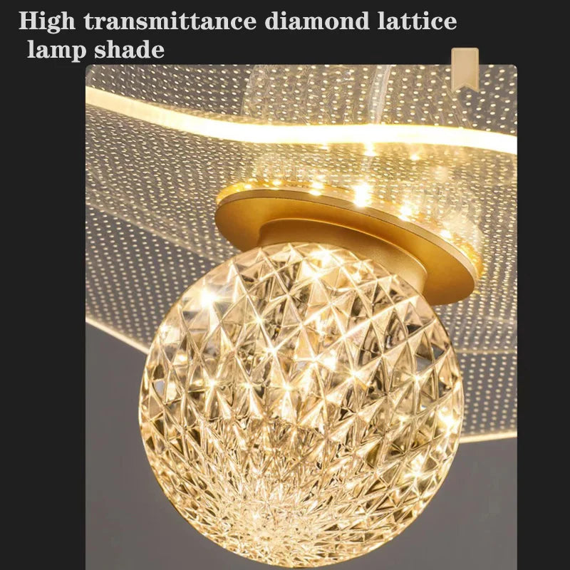 Modern simple lotus leaf pendant lamp can be customized LED crystal pendant lamp at the bedside of the restaurant bar stairs