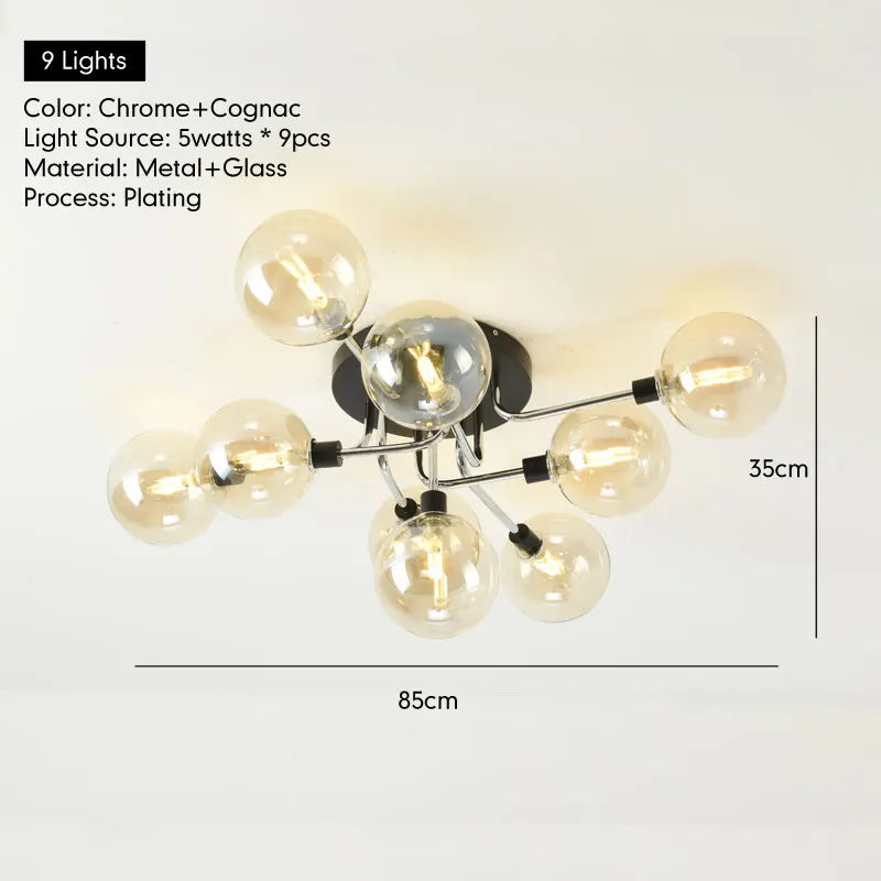 LED Glass Ceiling Light for Entrance Aisle Dining Room Bedroom Kitchen Home Decoration Lighting Fixture Clear Cognac Gray