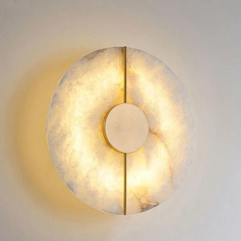 Nordic Modern Creative Marble Wall Lamp for Living Room Gold Copper Home Indoor Decoration LED Sconce Bedroom Bedside Round