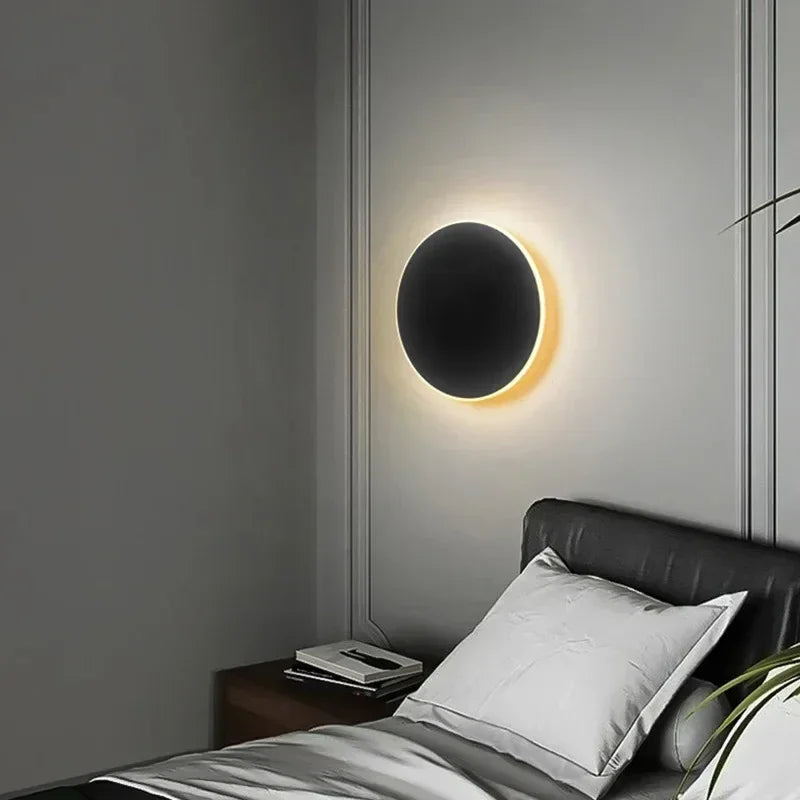 Simple LED Wall Lamp Creative Solar Eclipse Touch Sensing Switch Bedroom Night Lamp Living Room Corridor Lighting