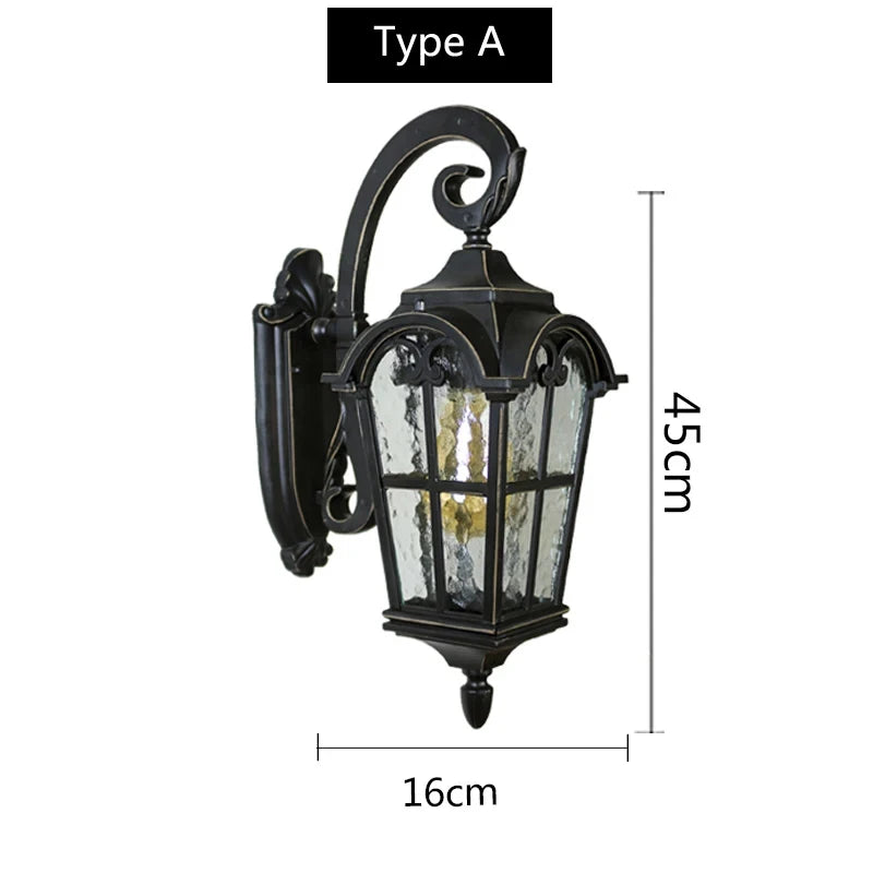 European Waterproof Outdoor Wall Lamp Balcony Garden Gazebo Door Enclosing Wall Villa Aisle Bedroom Vintage Wall Light