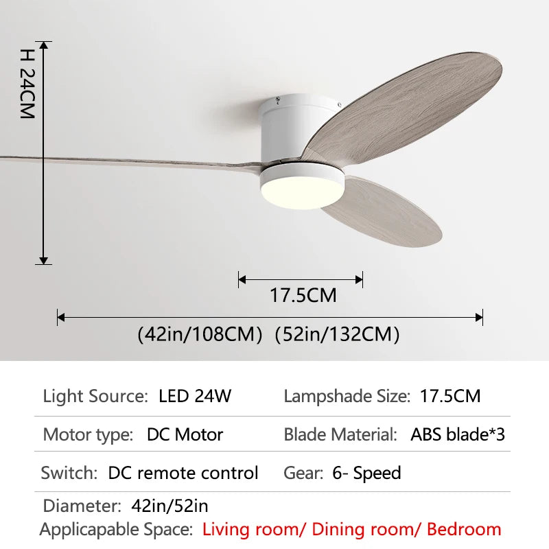 52inch Low Floor Ceiling Fan Light Black DC Remote Control Led Fan Llights Indoor Restaurant 110V 220V With Fan Chandelier