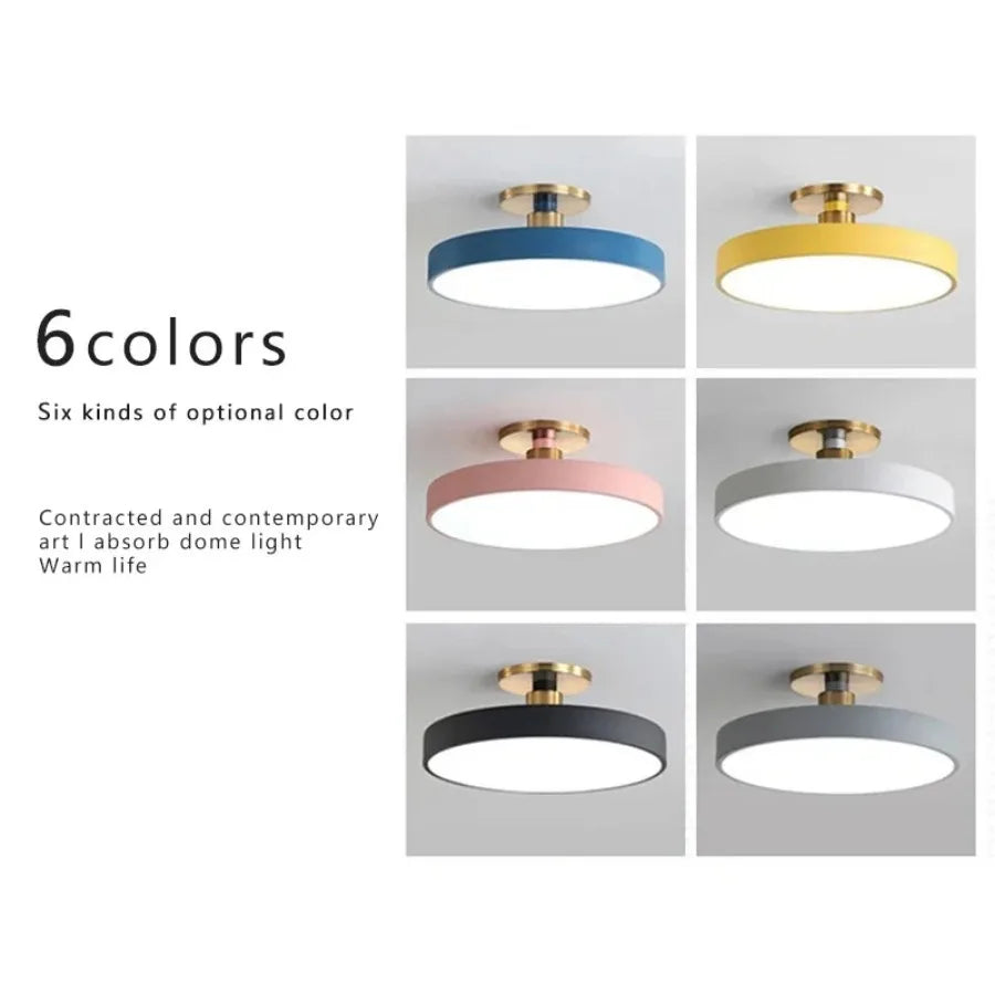 Modern Macaron LED Ceiling Light Simple Circular Dimmable Pendant Light Living Room Bedroom Study Nordic Decorative Lighting