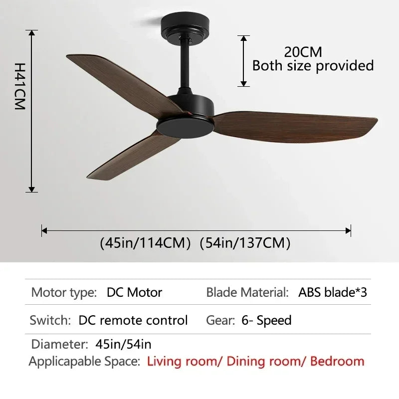 58Inch Black Ceiling Fan DC With Remote Control Americans Industry Commercial use Restaurant Strong Winds No Light Electric Fan