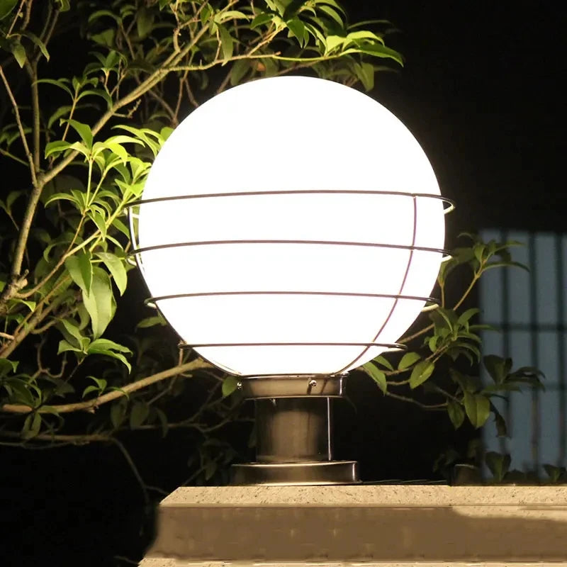 Outdoor ball shape column light white creative garden lamp fence residential corridor yard E27 lights