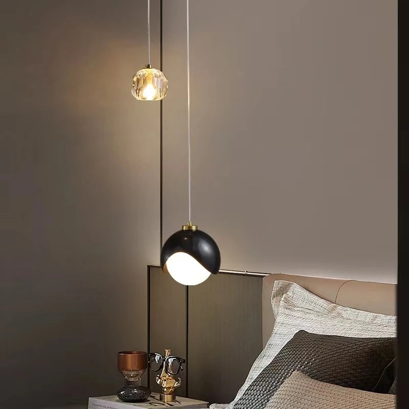 Modern Simple Crystal Pendant Light Luxury Bedroom Bedside Hanging Lamp Nordic Minimalist Long Line Living Room Home Decor