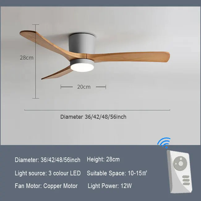 Low Profile Ceiling Fan With Lights 3 Carved Wood Fan Blades Noiseless Reversible Motor Remote Control Flush Mount