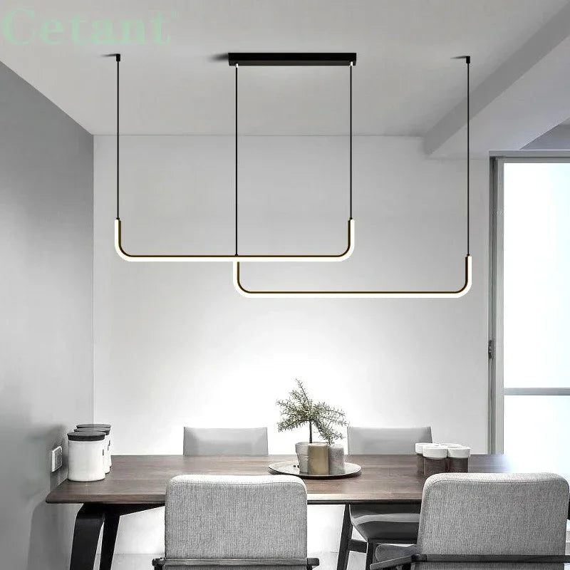 Modern LED Pendant Lights Home Decor Black Dining Table Dining Room Kitchen Hanging Lamps Indoor Decorative led Lighting Lustre