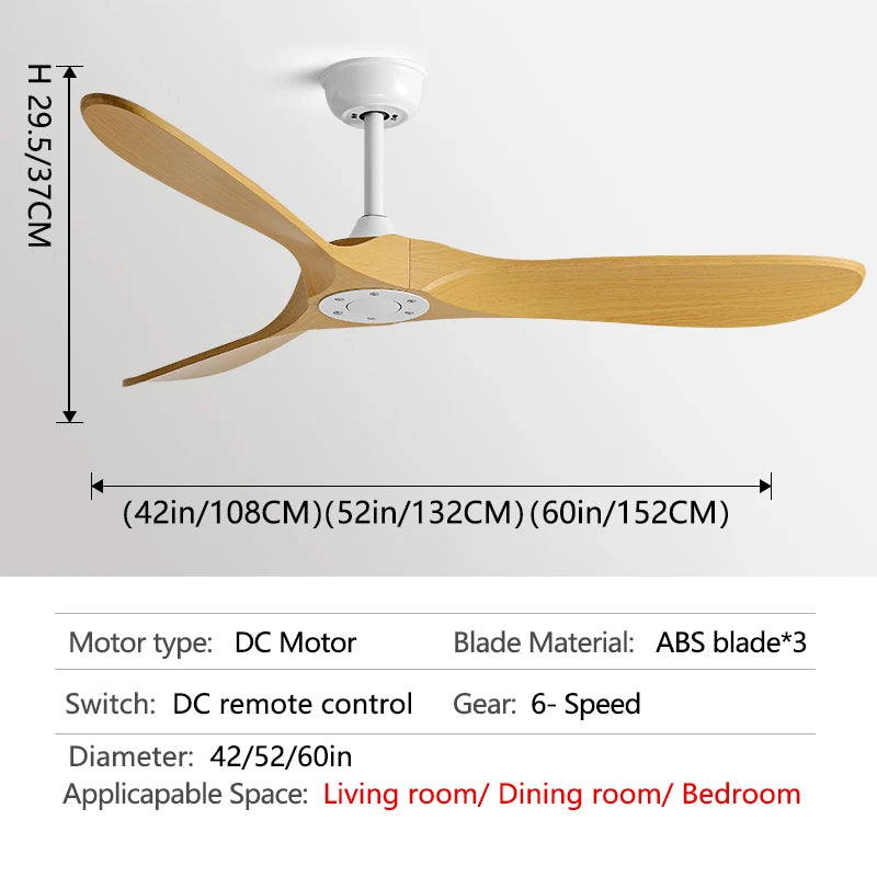 42 52 60 Inch Ceiling Fan Industrial ABS blade No Light Support Remote Control Decorative Blower ABS Retro Large Fans