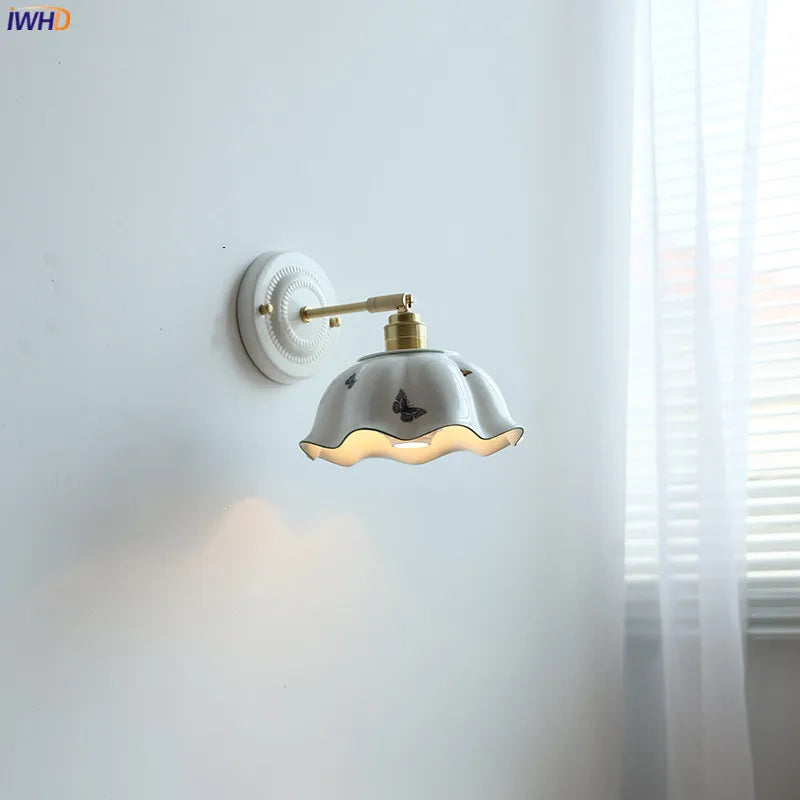 Butterfly Ceramic LED Wall Lamp Beside Home Indoor Lighting Bathroom Mirror Stair Light Nordic Modern Wandlamp Murale