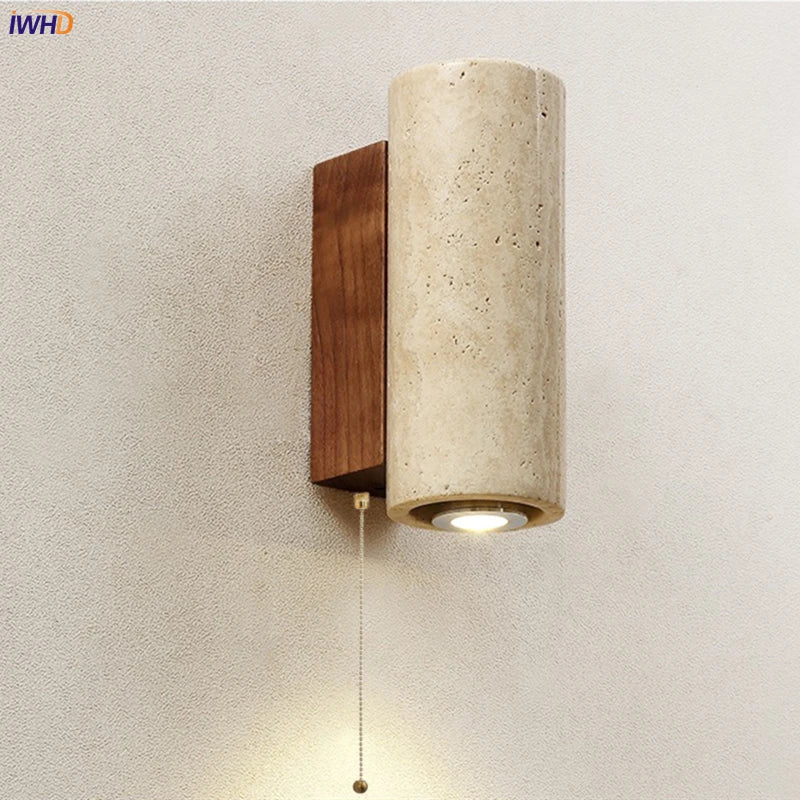 Japan Style Wall Light Yellow Travertine Wall Lamp Living Room Decor Stair Lighting EU US AU Plug IN Lampara Pared