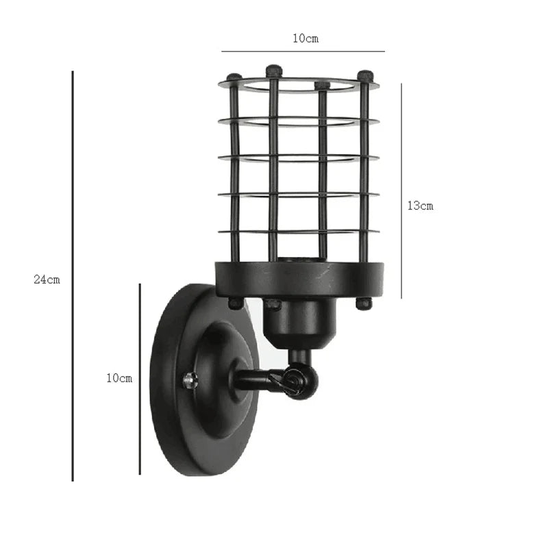 American Simple Loft Wall Light Country Industrial Retro Indoor Wall Lamp for Bedroom Living Room Bar Aisle Wrought Iron Sconce