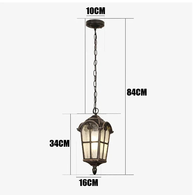 Outdoor Waterproof LED Chandelier Outdoor Indoor European Retro Corridor Aisle Balcony Garden Hall Room Creative Garden Chandeli